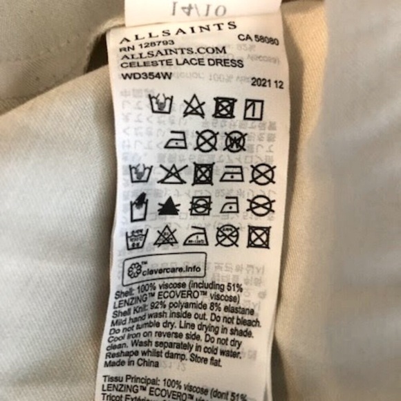 NWT ALL SAINTS Celeste Cream Satin Black Lace Boho Midi Shift Dress 10 MSRP $249 - Picture 10 of 12